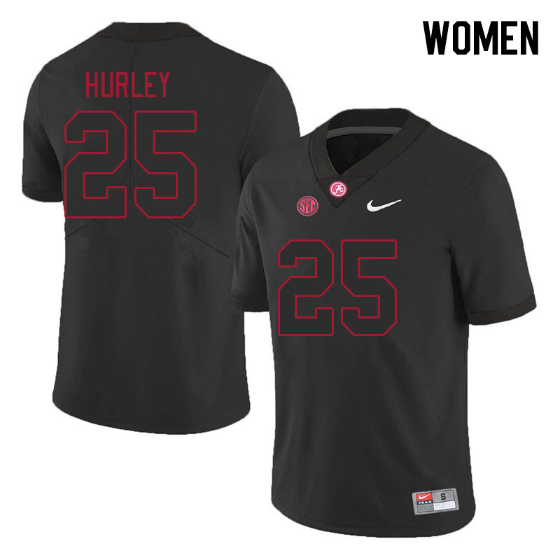 Women #25 Jahlil Hurley Alabama Crimson Tide College Footabll Jerseys Stitched-Black